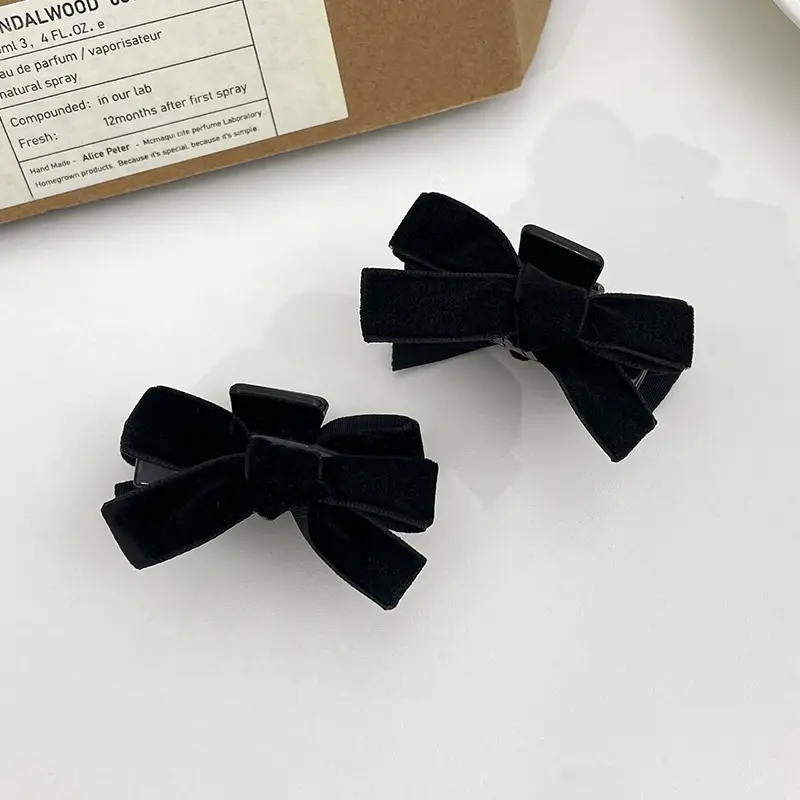 Black Double-Sided Bow Hair Clip for Girls - Image 10