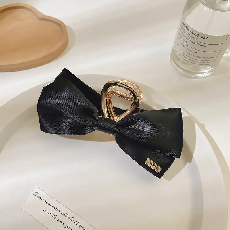 Black Double-Sided Bow Hair Clip for Girls - Image 11