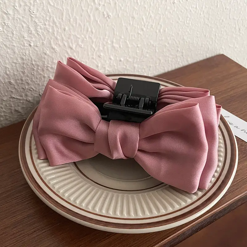 Black Double-Sided Bow Hair Clip for Girls - Image 8