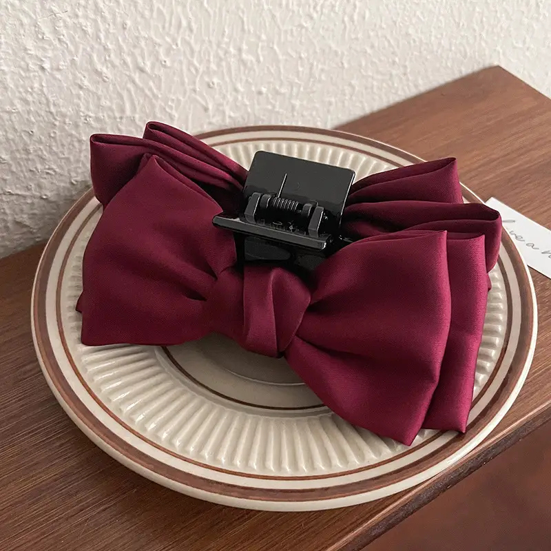 Black Double-Sided Bow Hair Clip for Girls - Image 9