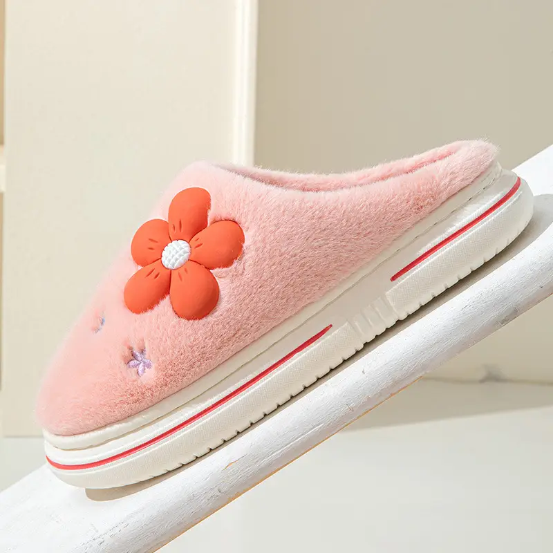 Online popular cotton slippers couple home indoor non-slip winter thickened warm woolen slippers wholesale one-piece delivery - Image 6