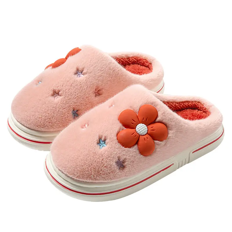 Online popular cotton slippers couple home indoor non-slip winter thickened warm woolen slippers wholesale one-piece delivery - Image 9