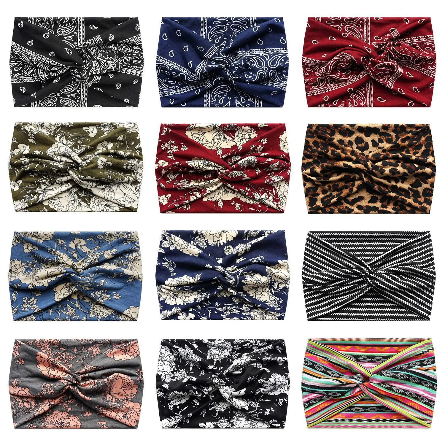 18cm Blue Floral Cross Body Headband with Vintage Cashew Print - Image 24