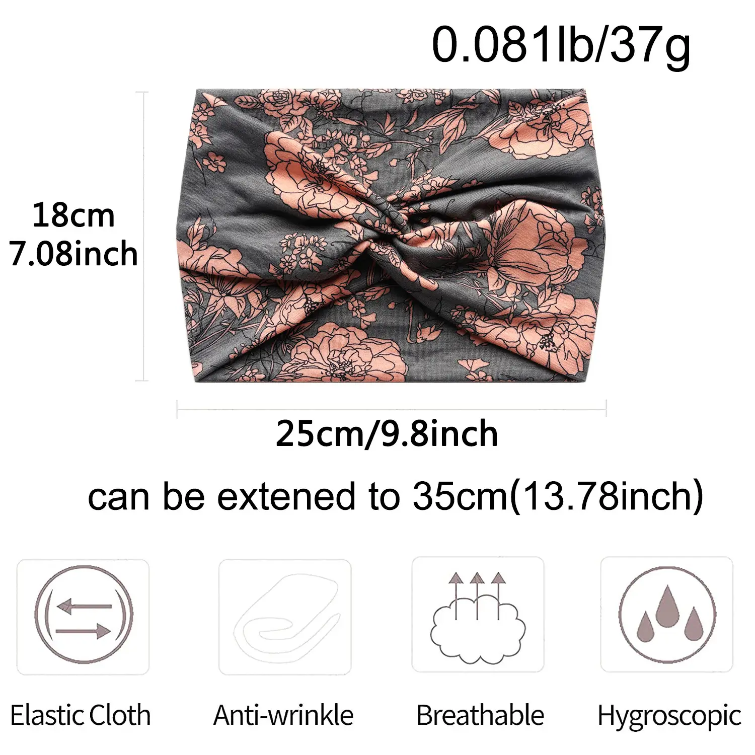 18cm Blue Floral Cross Body Headband with Vintage Cashew Print - Image 25