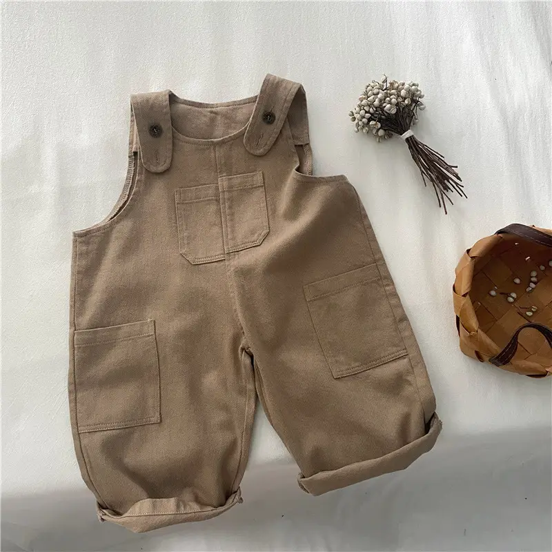 Boys Strap Pants Brown Spring Autumn Casual Kids - Image 5