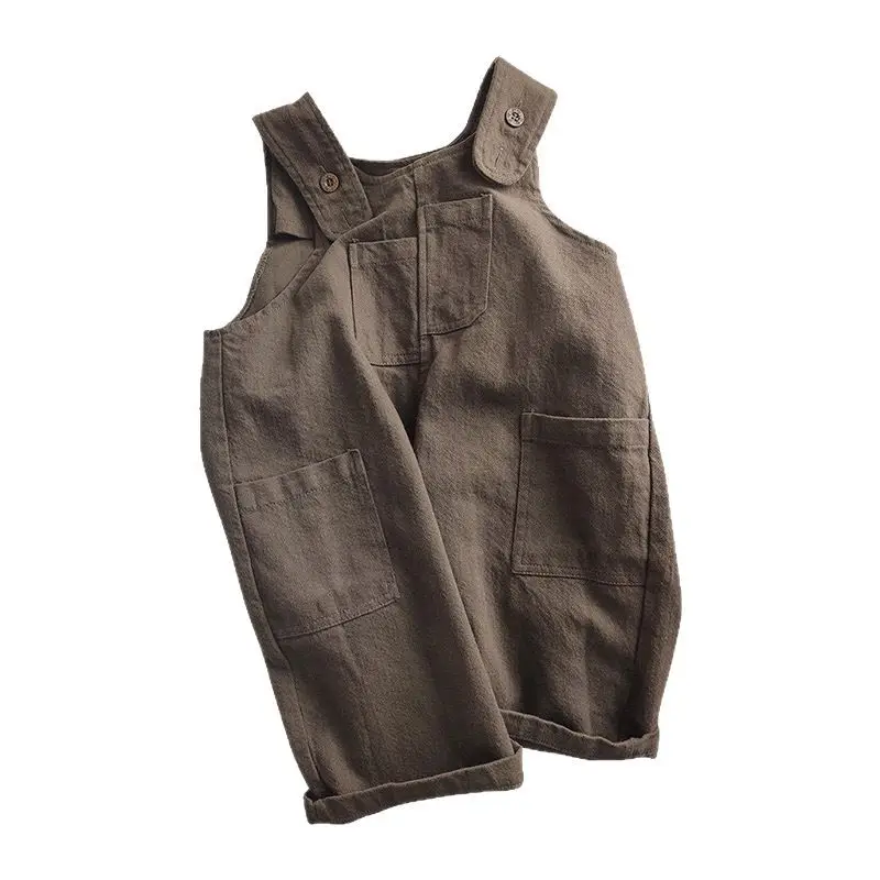 Boys Strap Pants Brown Spring Autumn Casual Kids - Image 7