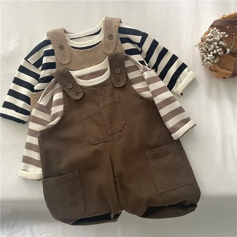 Boys Strap Pants Brown Spring Autumn Casual Kids — feature 11