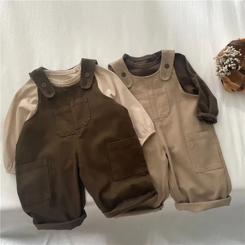 Boys Strap Pants Brown Spring Autumn Casual Kids — feature 13