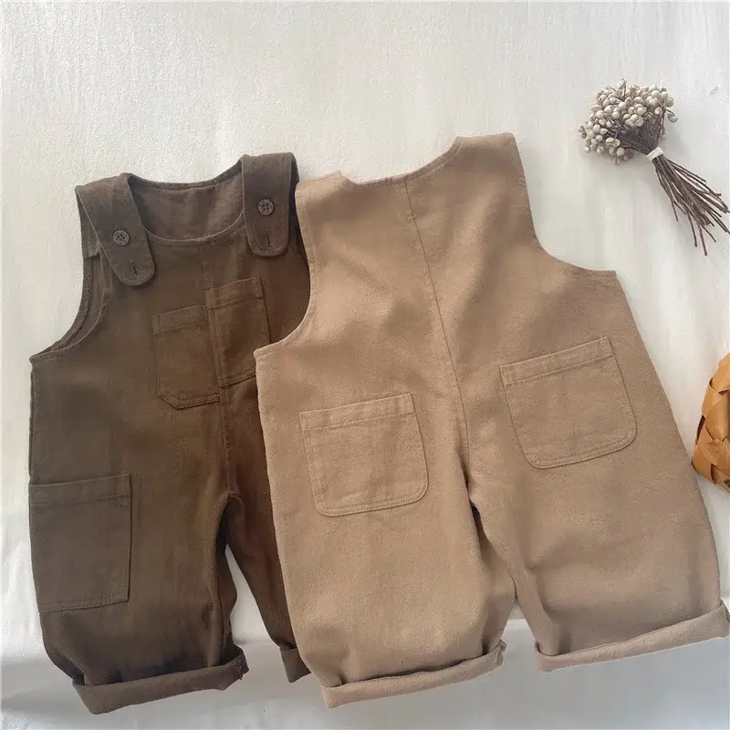 Boys Strap Pants Brown Spring Autumn Casual Kids — feature 4
