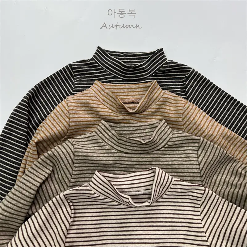 2026 Spring Boys Striped Long Sleeve T-Shirt High Neck Korean Style - Image 7