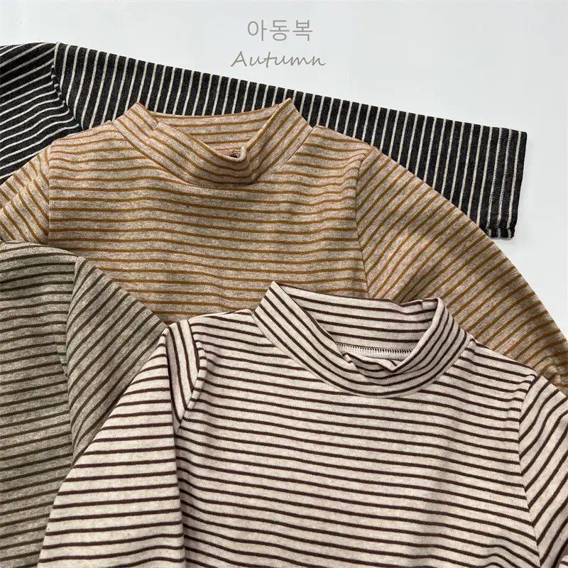 2026 Spring Boys Striped Long Sleeve T-Shirt High Neck Korean Style — feature 10