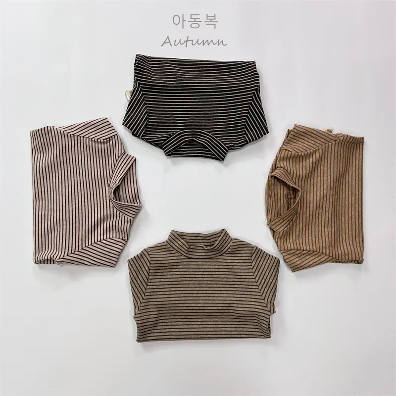 2026 Spring Boys Striped Long Sleeve T-Shirt High Neck Korean Style — feature 17