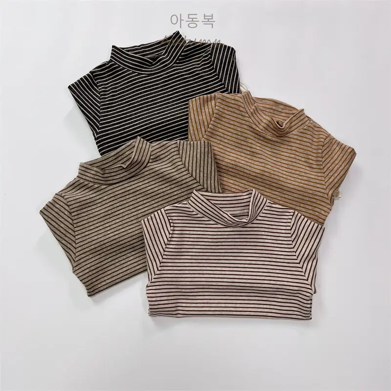 2026 Spring Boys Striped Long Sleeve T-Shirt High Neck Korean Style — feature 18