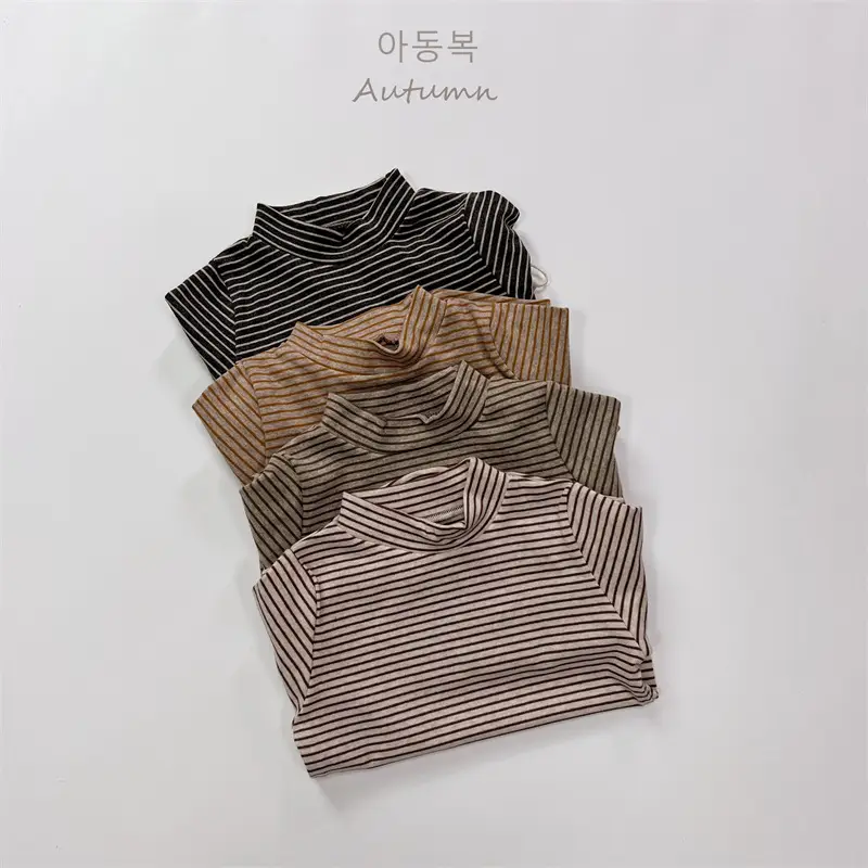 2026 Spring Boys Striped Long Sleeve T-Shirt High Neck Korean Style — feature 19