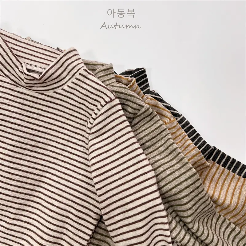 2026 Spring Boys Striped Long Sleeve T-Shirt High Neck Korean Style — feature 6