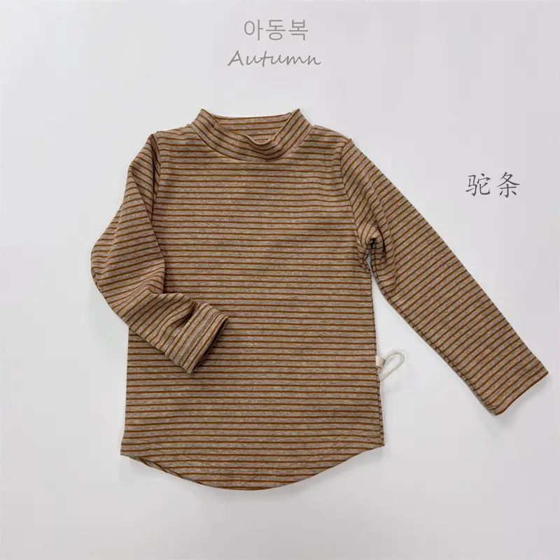 2026 Spring Boys Striped Long Sleeve T-Shirt High Neck Korean Style - Image 2
