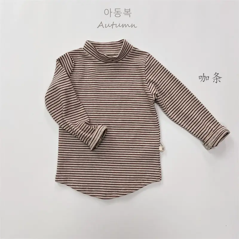 2026 Spring Boys Striped Long Sleeve T-Shirt High Neck Korean Style - Image 3
