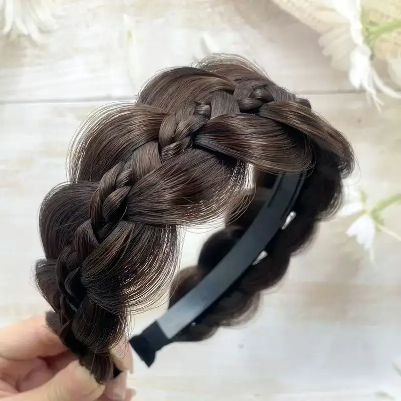 Fish Bone Braid Hair Band Wig for Women - Image 3