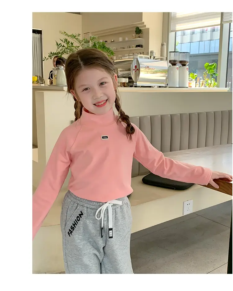 Girls Grey Sweatpants with Letter Print & Elastic Belt — feature 12