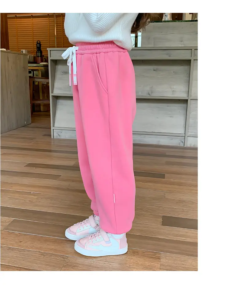 Girls Grey Sweatpants with Letter Print & Elastic Belt — feature 25