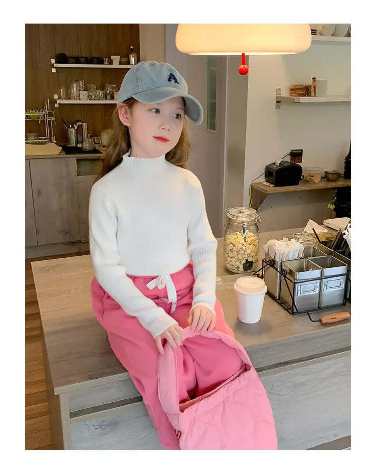 Girls Grey Sweatpants with Letter Print & Elastic Belt — feature 30