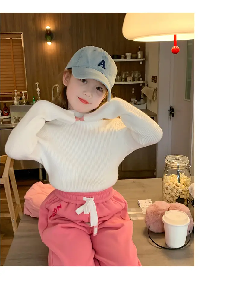 Girls Grey Sweatpants with Letter Print & Elastic Belt — feature 32