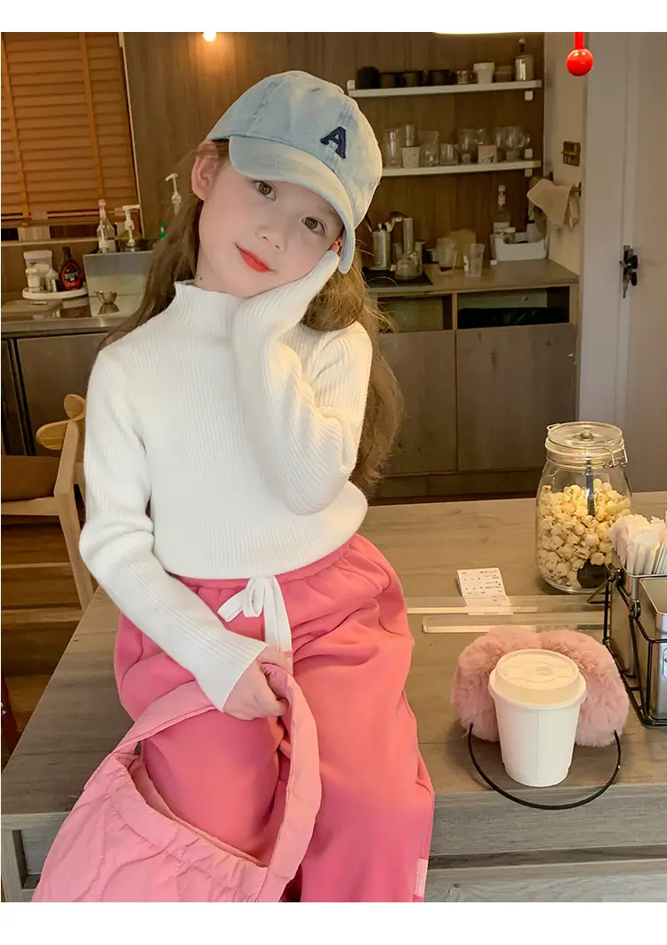 Girls Grey Sweatpants with Letter Print & Elastic Belt — feature 34