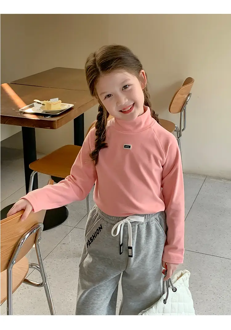 Girls Grey Sweatpants with Letter Print & Elastic Belt — feature 38