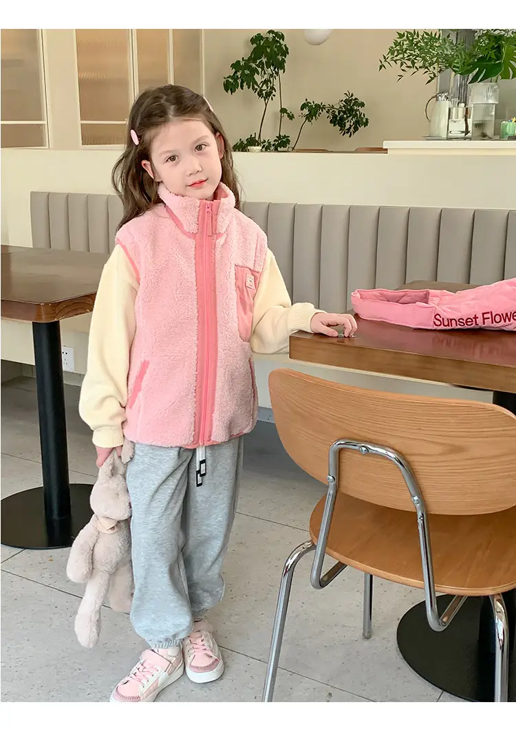 Girls Grey Sweatpants with Letter Print & Elastic Belt — feature 49