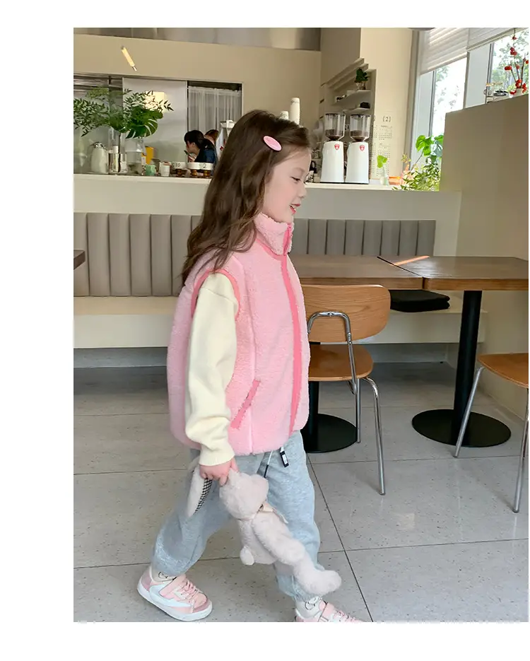 Girls Grey Sweatpants with Letter Print & Elastic Belt — feature 54