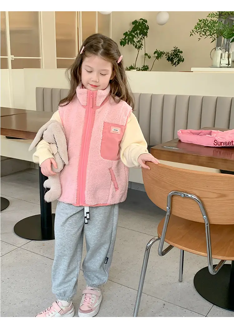 Girls Grey Sweatpants with Letter Print & Elastic Belt — feature 55
