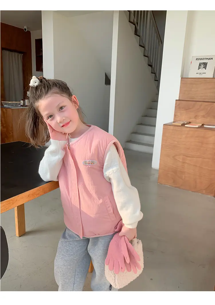 Girls Grey Sweatpants with Letter Print & Elastic Belt — feature 76
