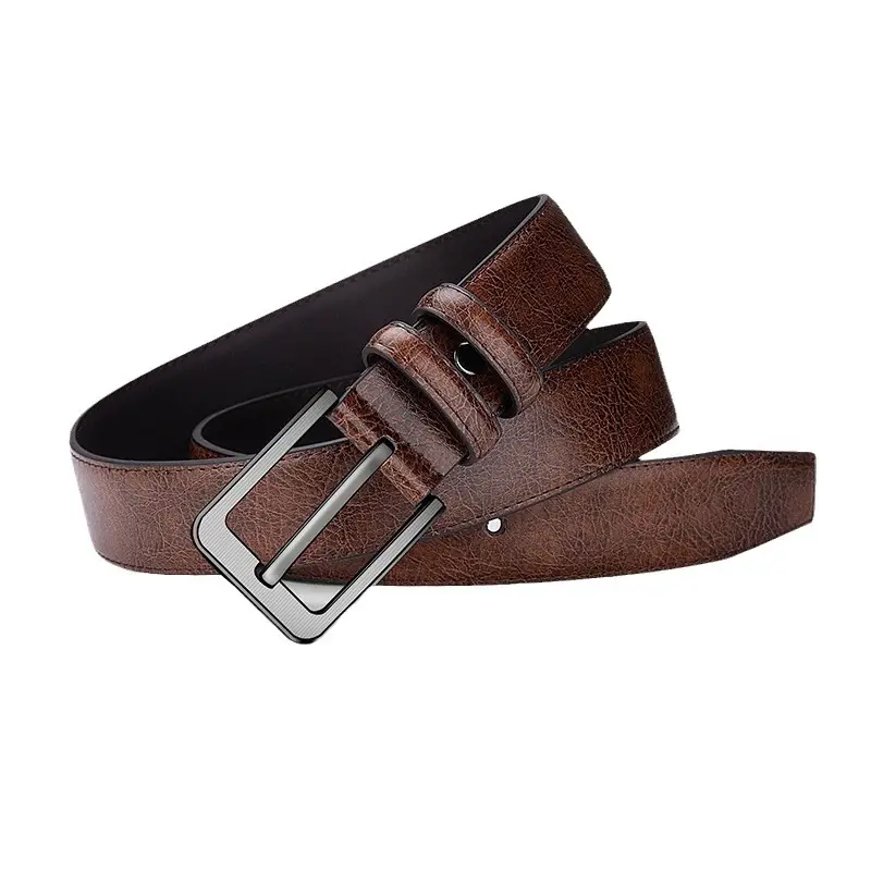 Men's Brown Leather Belt with Silver Buckle - Image 9