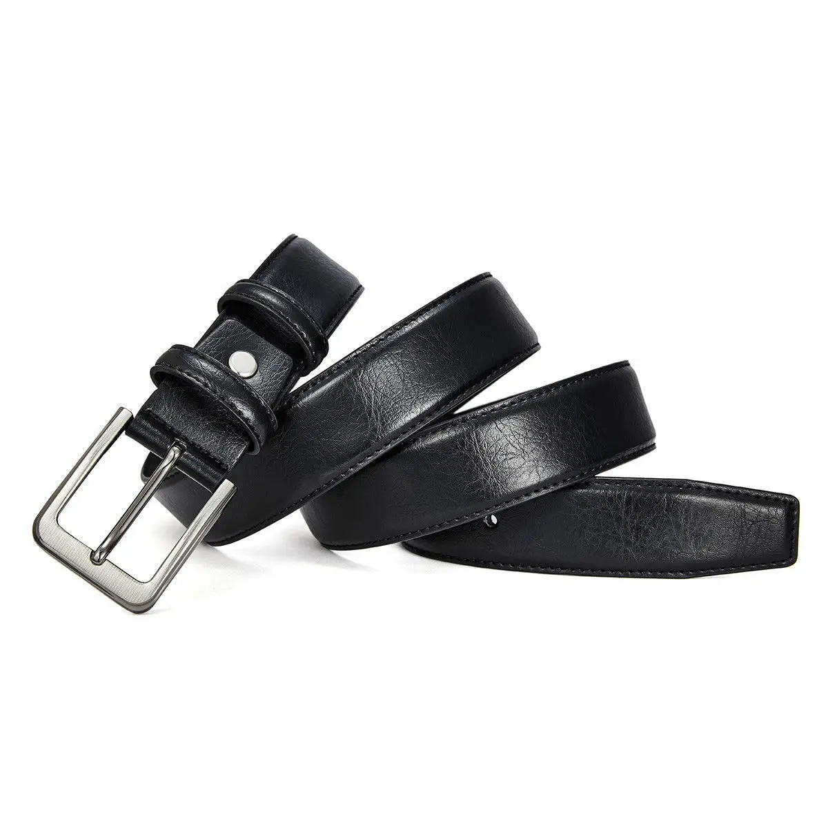 Men's Brown Leather Belt with Silver Buckle — feature 11