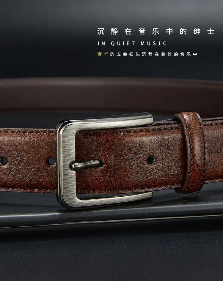 Men's Brown Leather Belt with Silver Buckle — feature 6