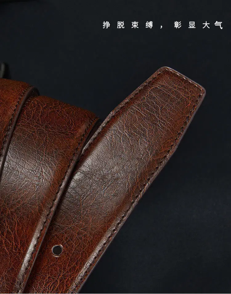 Men's Brown Leather Belt with Silver Buckle — feature 7