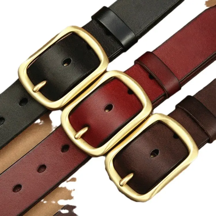Paul Pure Cowhide Men's Leather Belt with Gold Buckle - Image 7