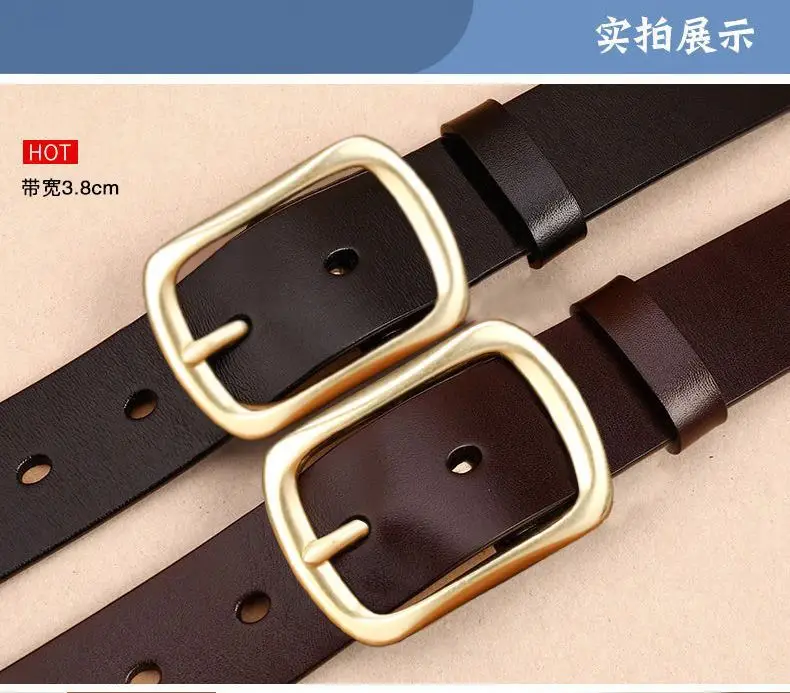Paul Pure Cowhide Men's Leather Belt with Gold Buckle — feature 12