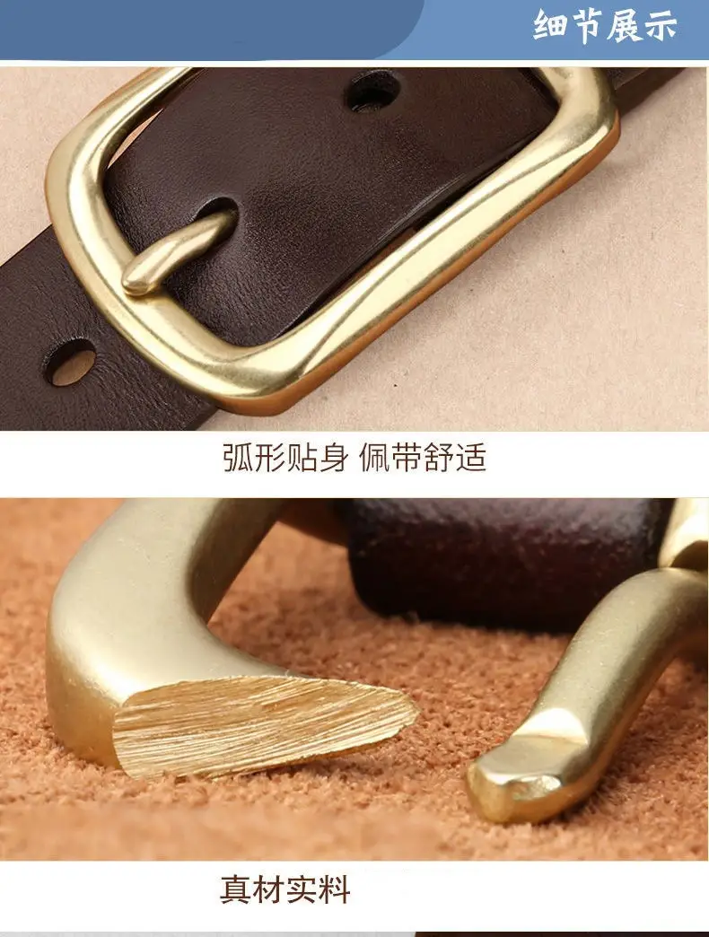 Paul Pure Cowhide Men's Leather Belt with Gold Buckle — feature 13