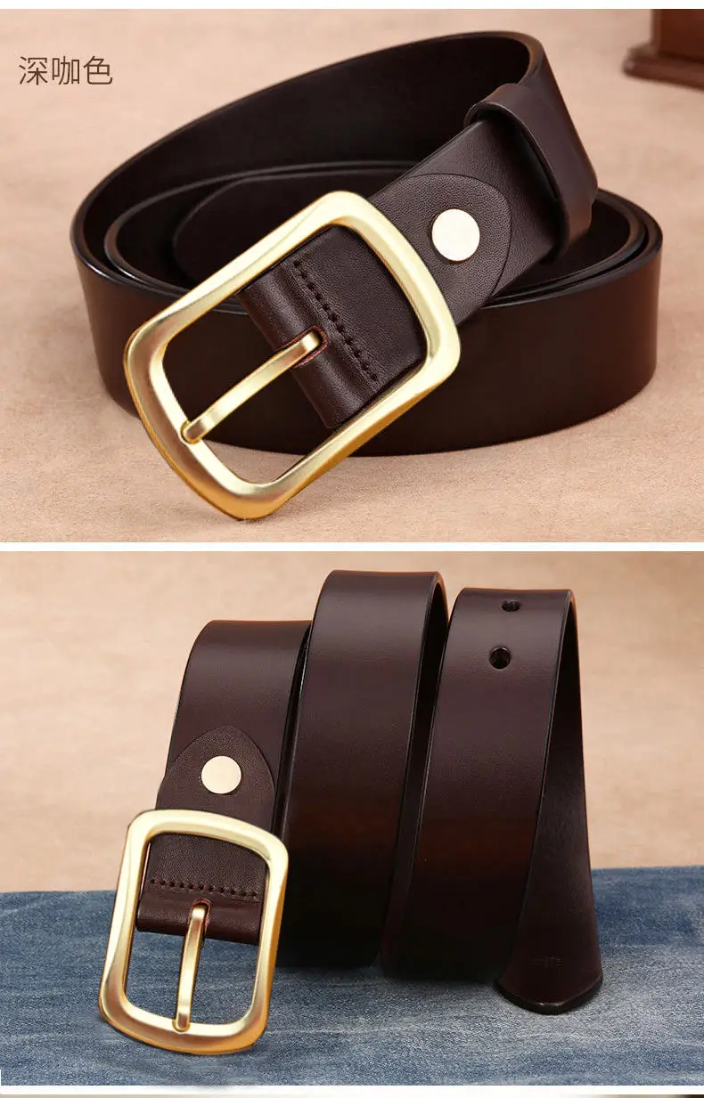 Paul Pure Cowhide Men's Leather Belt with Gold Buckle — feature 15