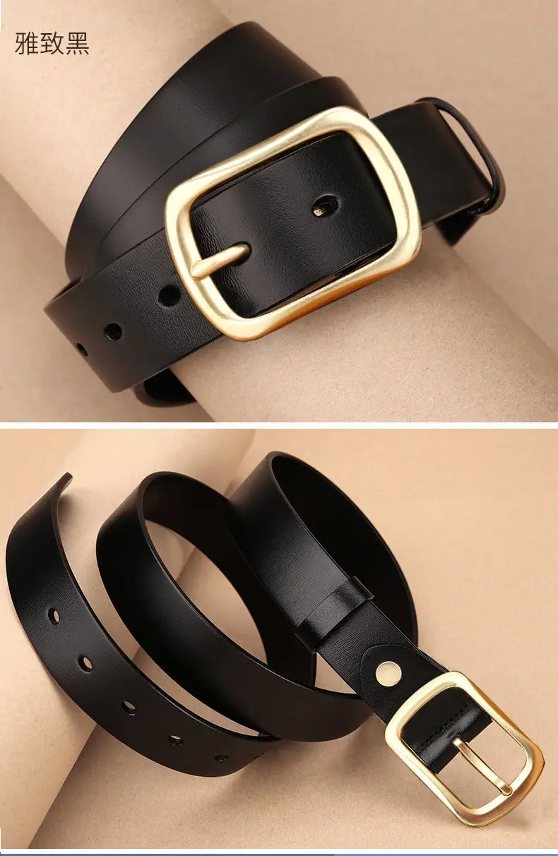 Paul Pure Cowhide Men's Leather Belt with Gold Buckle — feature 16