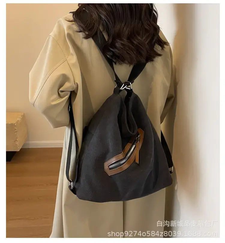 Women's Washable Denim Shoulder Bag Large Capacity Tan — feature 1