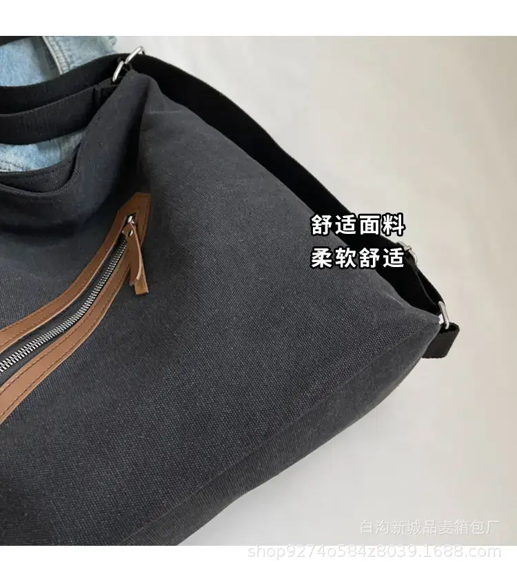Women's Washable Denim Shoulder Bag Large Capacity Tan — feature 6