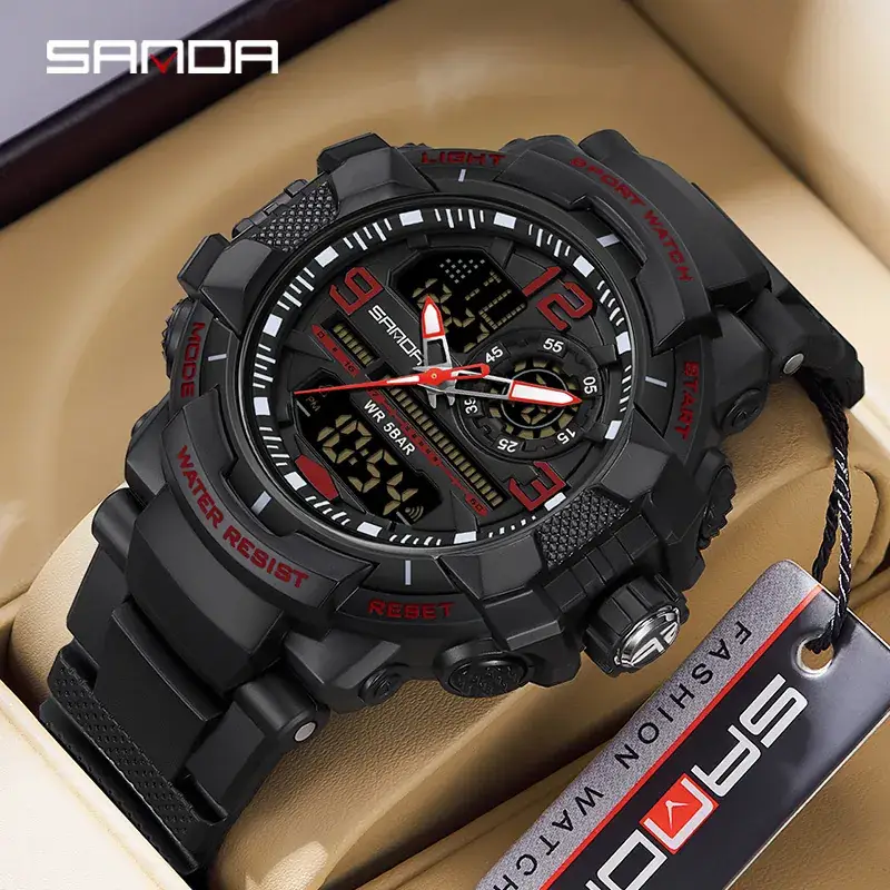 Sanda Waterproof Luminous Sports Watch Green Black - Image 20