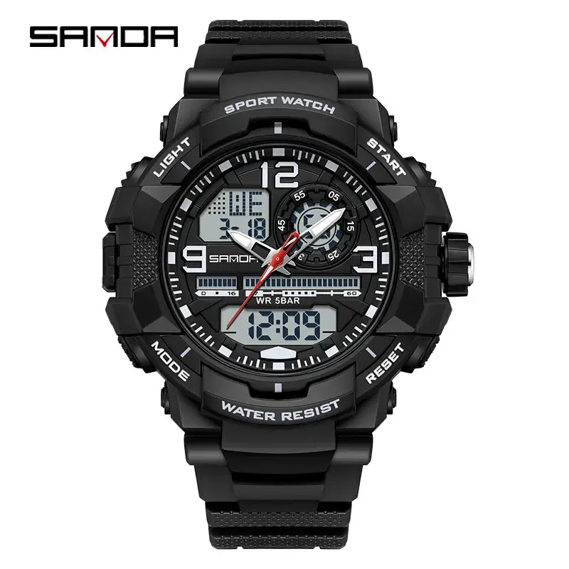 Sanda Waterproof Luminous Sports Watch Green Black - Image 2