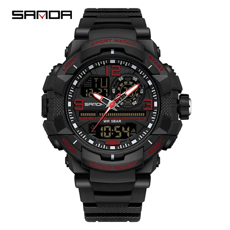 Sanda Waterproof Luminous Sports Watch Green Black - Image 6