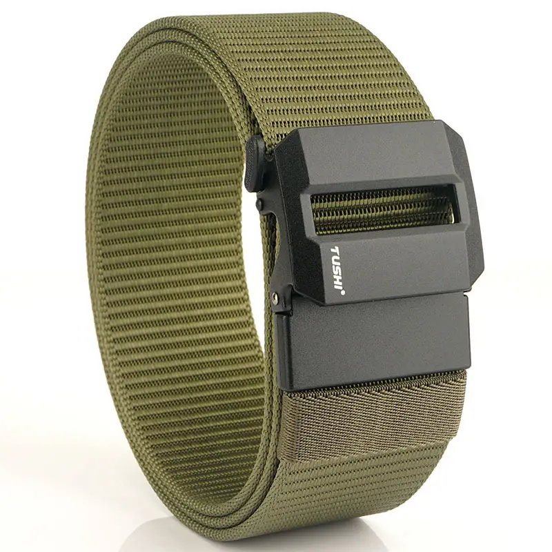 Men's 5CM Black Nylon Belt Automatic Buckle Military Training
