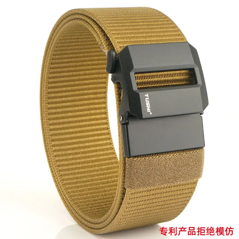 Men's 5CM Black Nylon Belt Automatic Buckle Military Training