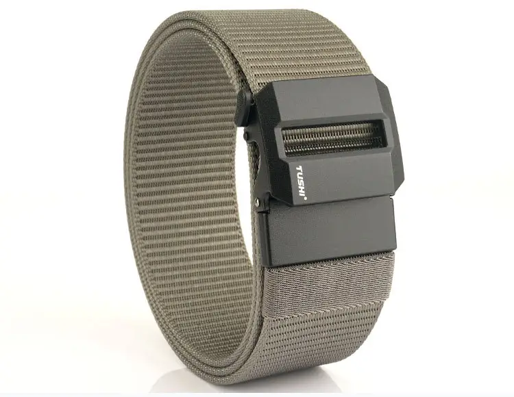 Men's 5CM Black Nylon Belt Automatic Buckle Military Training — feature 18