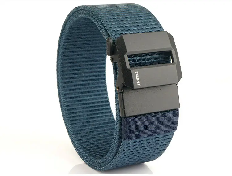 Men's 5CM Black Nylon Belt Automatic Buckle Military Training — feature 19